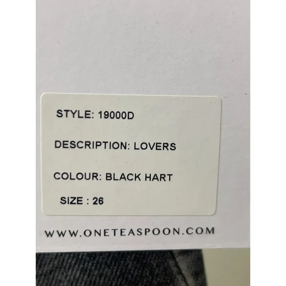 NWT One Teaspoon Sz 26 Lovers Black Hart Button Fly Distressed Denim Jean Shorts